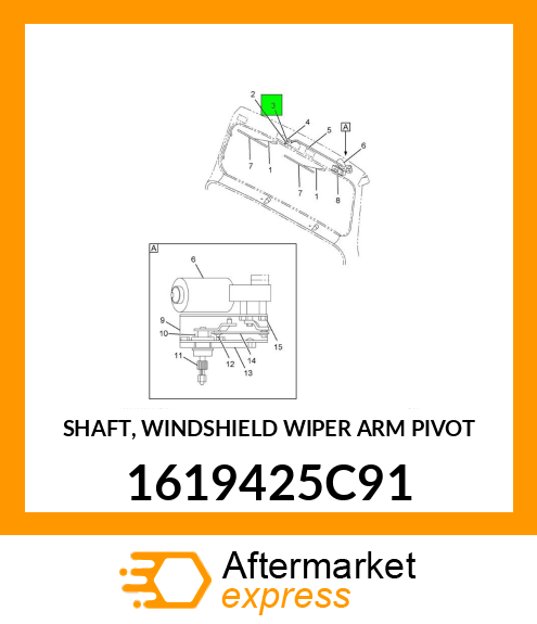 SHAFT, WINDSHIELD WIPER ARM PIVOT 1619425C91