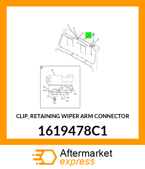 CLIP, RETAINING WIPER ARM CONNECTOR 1619478C1