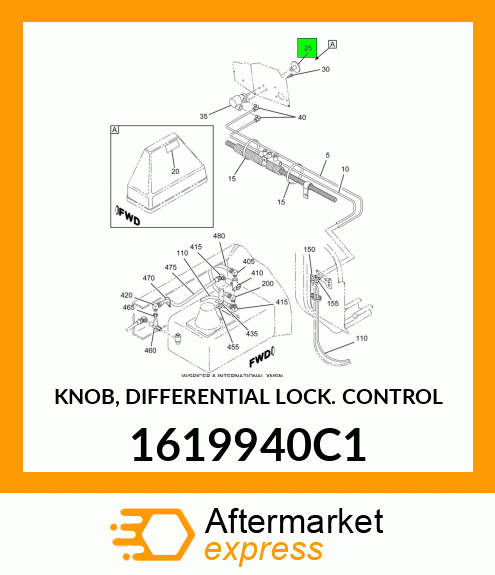 KNOB, DIFFERENTIAL LOCK CONTROL 1619940C1