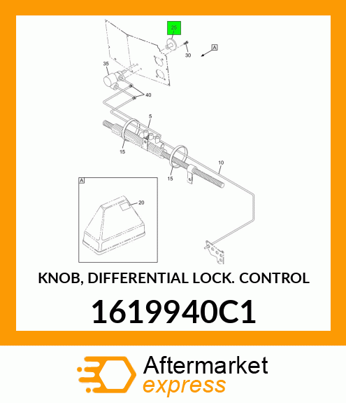 KNOB, DIFFERENTIAL LOCK CONTROL 1619940C1