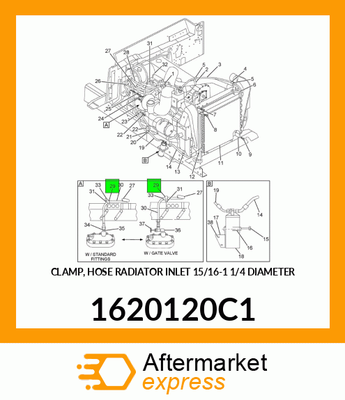 CLAMP, HOSE RADIATOR INLET 15/16"-1 1/4" DIAMETER 1620120C1
