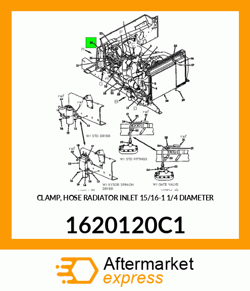 CLAMP, HOSE RADIATOR INLET 15/16"-1 1/4" DIAMETER 1620120C1