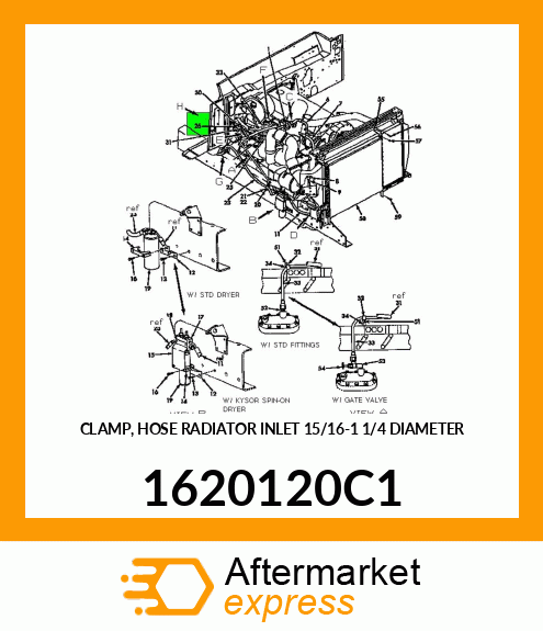 CLAMP, HOSE RADIATOR INLET 15/16"-1 1/4" DIAMETER 1620120C1