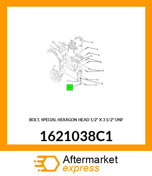 BOLT, SPECIAL HEXAGON HEAD 1/2" X 3 1/2" UNF 1621038C1