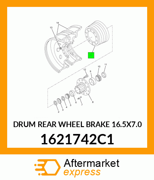 DRUM REAR WHEEL BRAKE 16.5X7.0 1621742C1