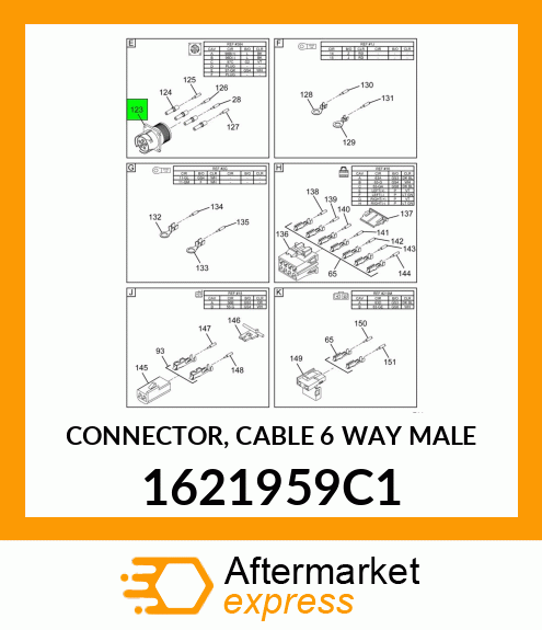 CONNECTOR, CABLE 6 WAY MALE 1621959C1