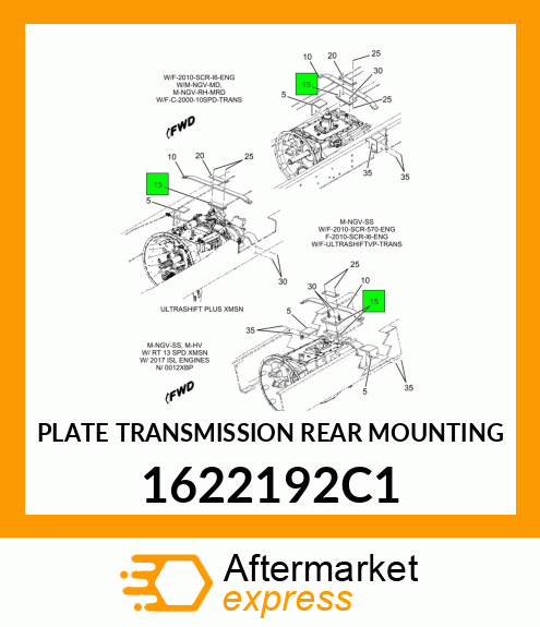 PLATE TRANSMISSION REAR MOUNTING 1622192C1