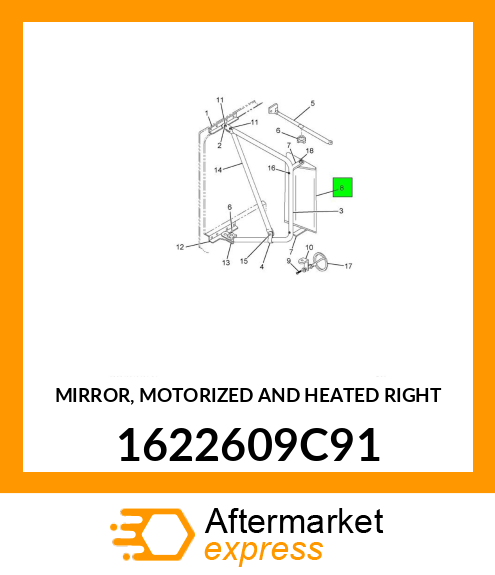 MIRROR, MOTORIZED AND HEATED RIGHT 1622609C91