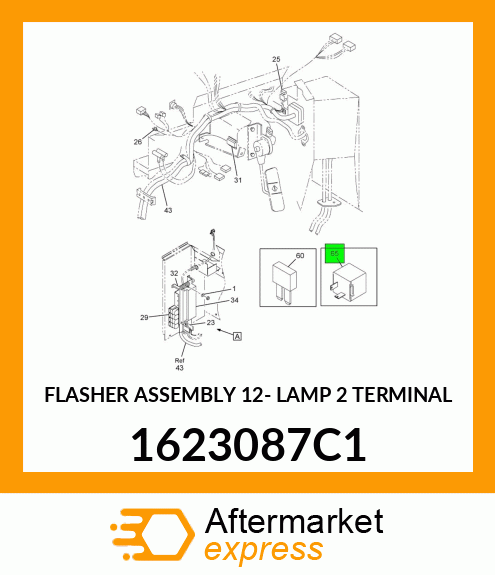 FLASHER ASSEMBLY 12- LAMP 2 TERMINAL 1623087C1