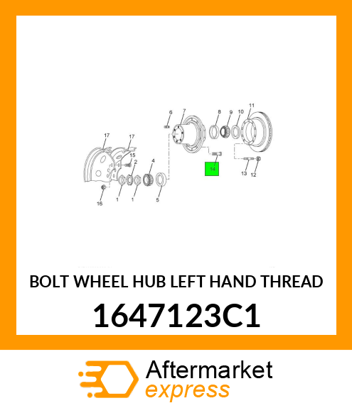 BOLT WHEEL HUB LEFT HAND THREAD 1647123C1