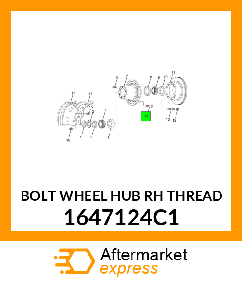 BOLT WHEEL HUB RH THREAD 1647124C1