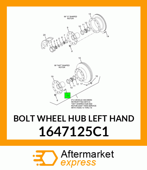 BOLT WHEEL HUB LEFT HAND 1647125C1