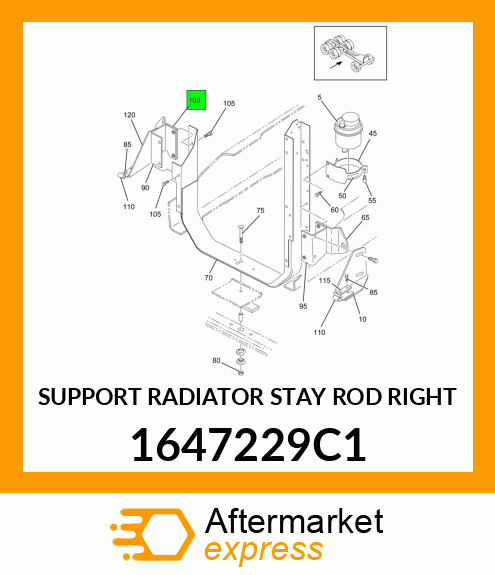 SUPPORT RADIATOR STAY ROD RIGHT 1647229C1