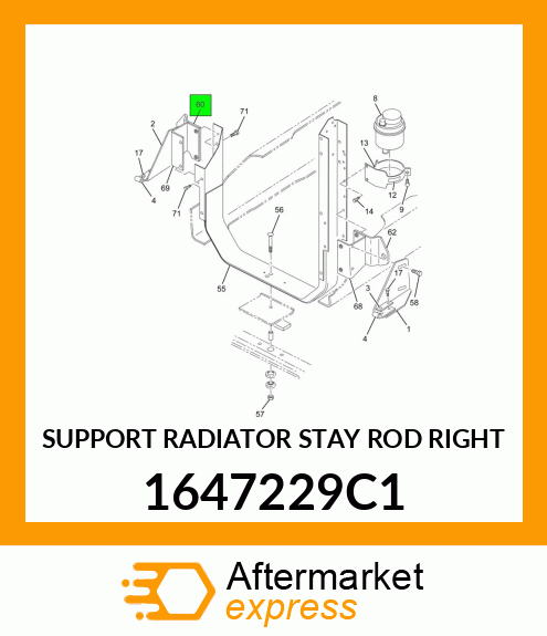 SUPPORT RADIATOR STAY ROD RIGHT 1647229C1