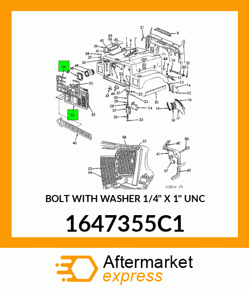 BOLT WITH WASHER 1/4" X 1" UNC 1647355C1