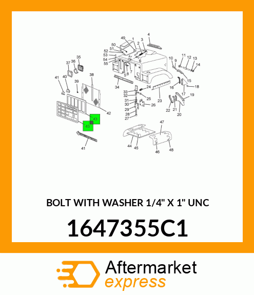 BOLT WITH WASHER 1/4" X 1" UNC 1647355C1