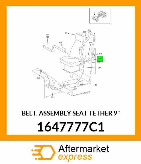 BELT, ASSEMBLY SEAT TETHER 9" 1647777C1