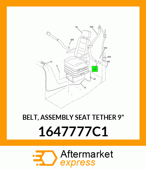 BELT, ASSEMBLY SEAT TETHER 9" 1647777C1