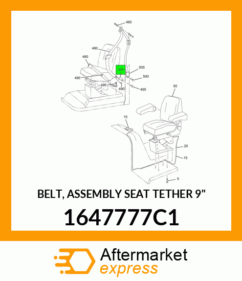 BELT, ASSEMBLY SEAT TETHER 9" 1647777C1