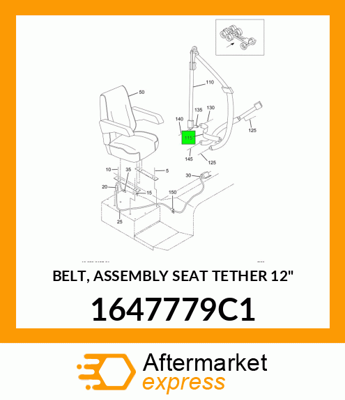 BELT, ASSEMBLY SEAT TETHER 12" 1647779C1