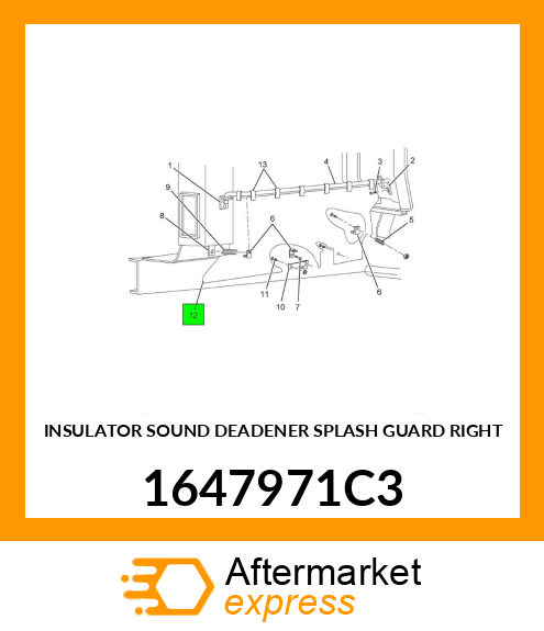 INSULATOR SOUND DEADENER SPLASH GUARD RIGHT 1647971C3