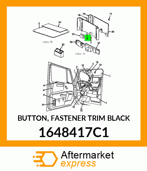 BUTTON, FASTENER TRIM BLACK 1648417C1