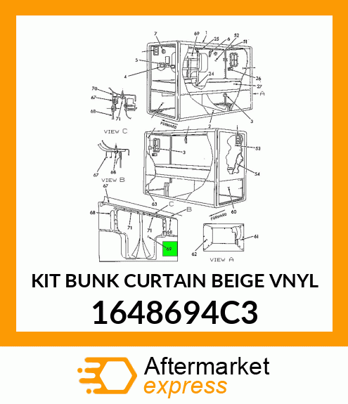 KIT BUNK CURTAIN BEIGE VNYL 1648694C3