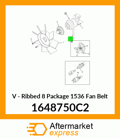 V - Ribbed 8 Package 1536 Fan Belt 1648750C2