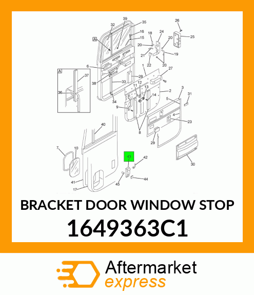 BRACKET DOOR WINDOW STOP 1649363C1