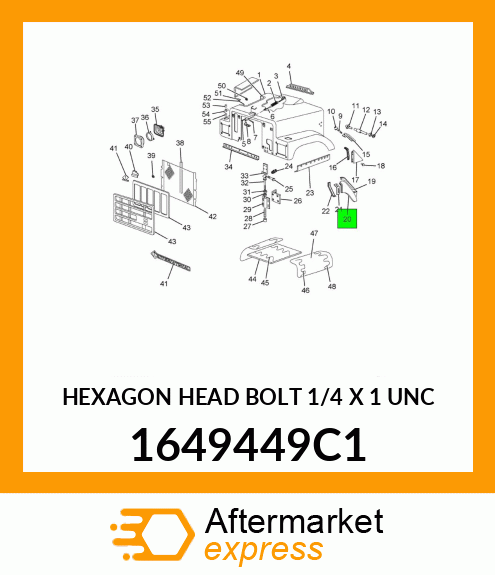 HEXAGON HEAD BOLT 1/4" X 1" UNC 1649449C1
