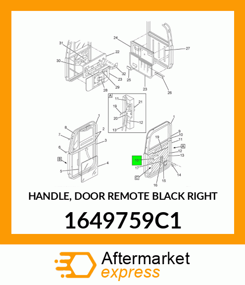 Right Hand Door Handle New Aftermarket 1649759C1