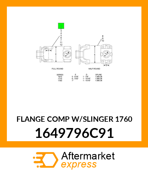 FLANGE COMP W/SLINGER 1760 1649796C91