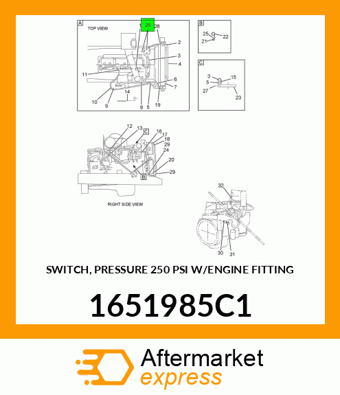 SWITCH, PRESSURE 250 PSI W/ENGINE FITTING 1651985C1