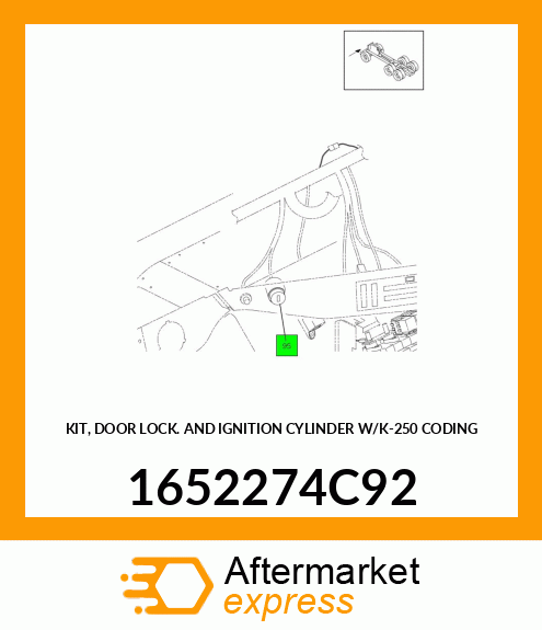 KIT, DOOR LOCK AND IGNITION CYLINDER W/K-250 CODING 1652274C92