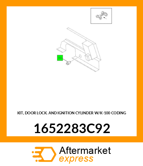 KIT, DOOR LOCK AND IGNITION CYLINDER W/K-100 CODING 1652283C92