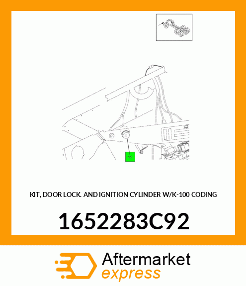 KIT, DOOR LOCK AND IGNITION CYLINDER W/K-100 CODING 1652283C92