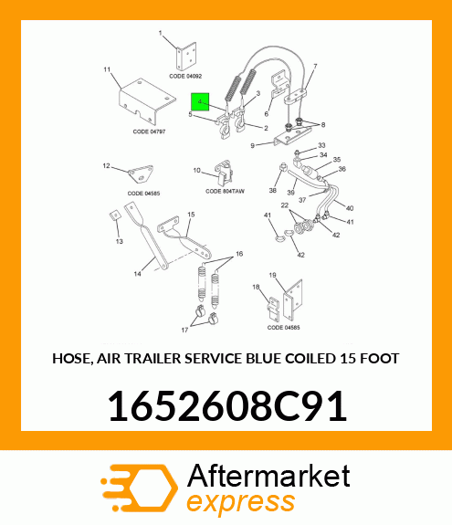HOSE, AIR TRAILER SERVICE BLUE COILED 15 FOOT 1652608C91