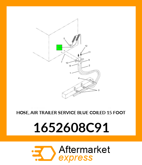 HOSE, AIR TRAILER SERVICE BLUE COILED 15 FOOT 1652608C91