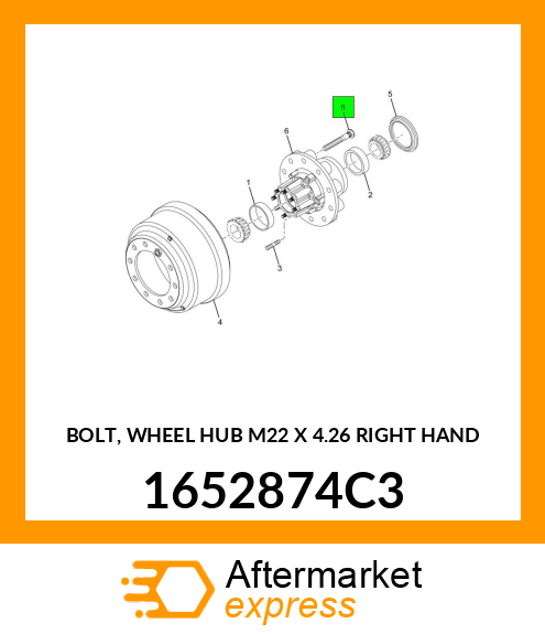 BOLT, WHEEL HUB M22 X 4.26" RIGHT HAND 1652874C3