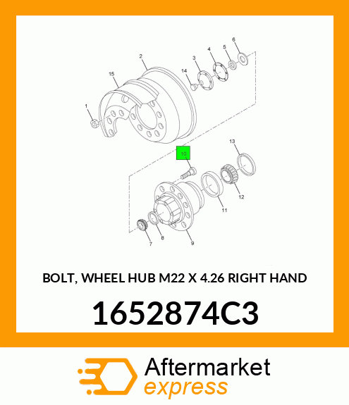 BOLT, WHEEL HUB M22 X 4.26" RIGHT HAND 1652874C3