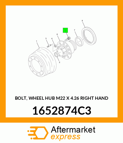 BOLT, WHEEL HUB M22 X 4.26" RIGHT HAND 1652874C3