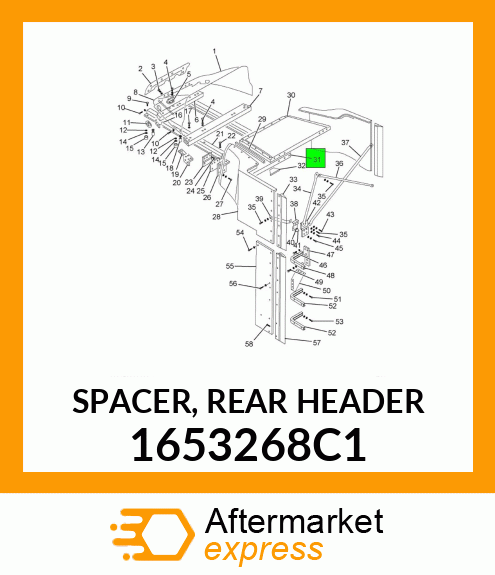 SPACER, REAR HEADER 1653268C1