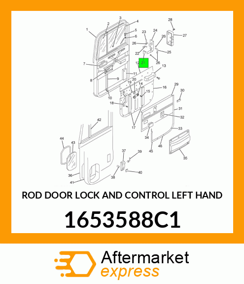 ROD DOOR LOCK AND CONTROL LEFT HAND 1653588C1