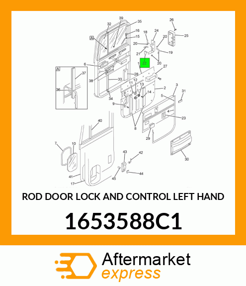 ROD DOOR LOCK AND CONTROL LEFT HAND 1653588C1