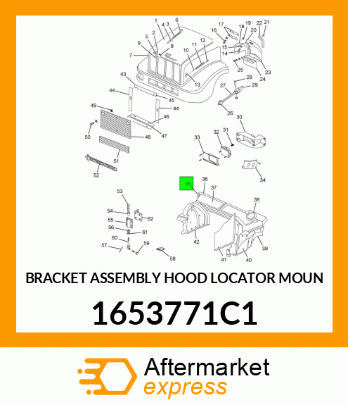 BRACKET ASSEMBLY HOOD LOCATOR MOUN 1653771C1