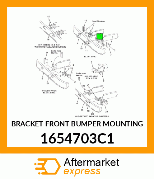 BRACKET FRONT BUMPER MOUNTING 1654703C1