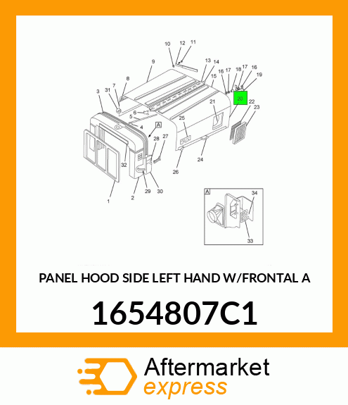 PANEL HOOD SIDE LEFT HAND W/FRONTAL A 1654807C1