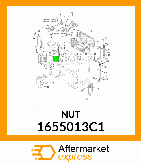 NUT, HIGH CROWN BLACK 1/4" UNC 1655013C1