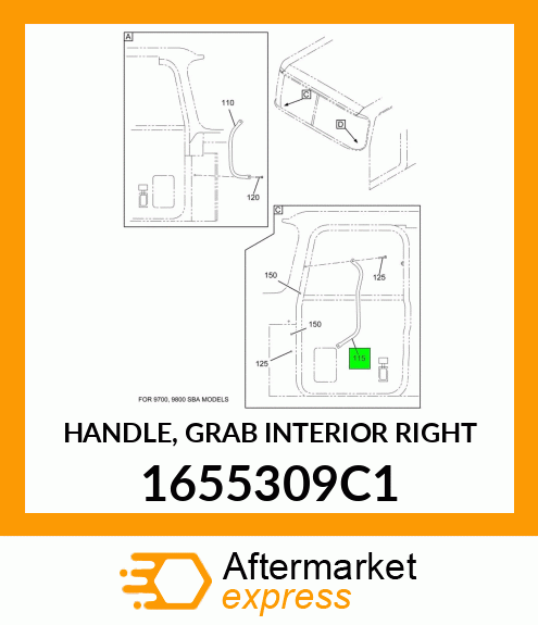 HANDLE, GRAB INTERIOR RIGHT 1655309C1