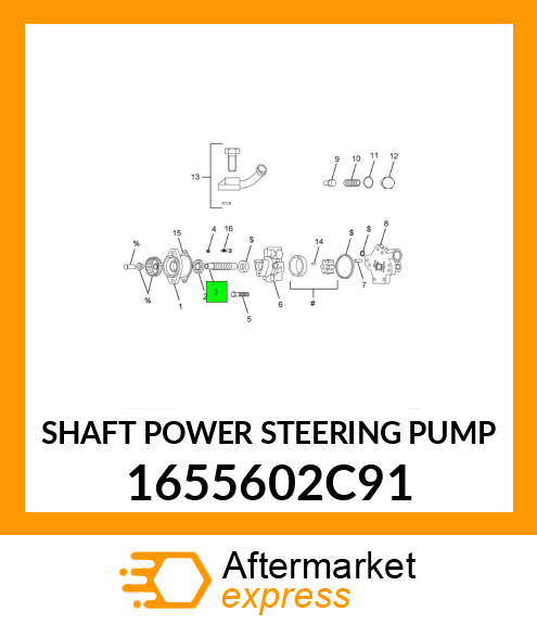 SHAFT POWER STEERING PUMP 1655602C91